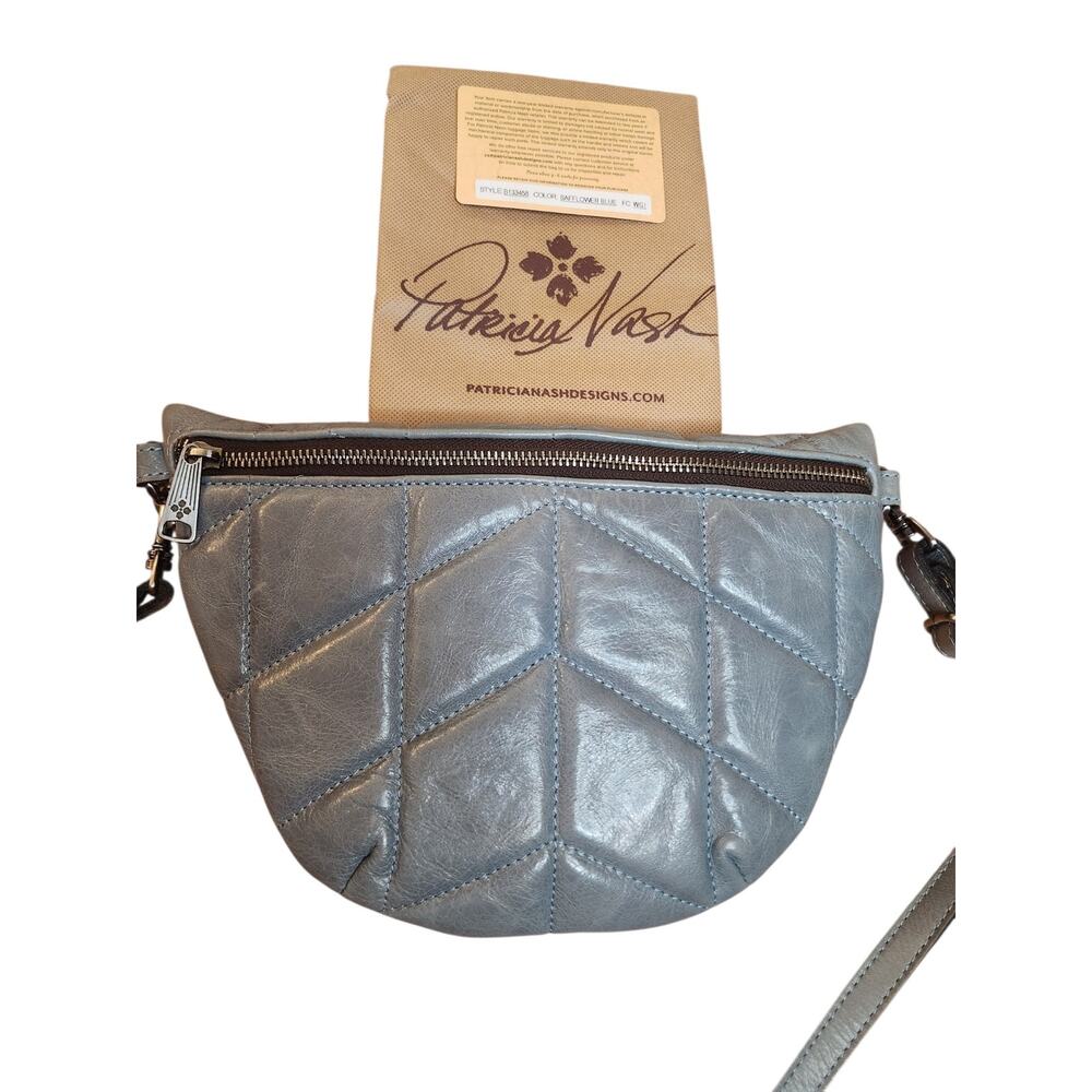 NEW Patricia Nash Tinchi Belt Bag Quilted Nappa Leather, Blue w Authenticy Tag